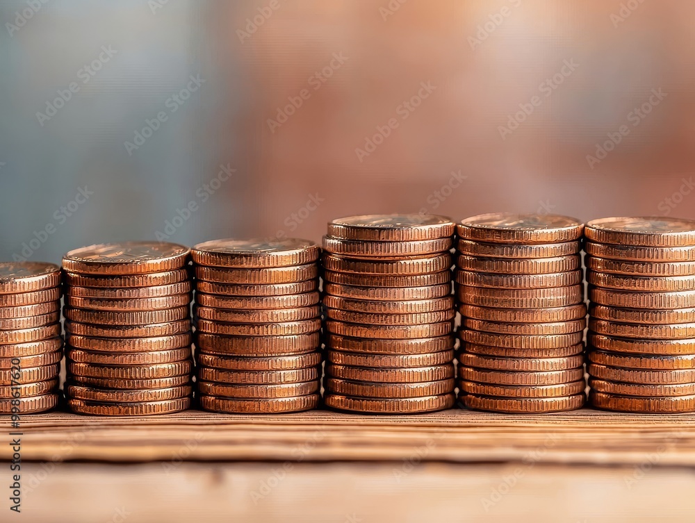 Stacks of coins arranged neatly on a wooden surface, representing wealth, savings, and financial growth. Stacks of coins arranged neatly on a wooden surface, representing wealth, savings, and financial growth.