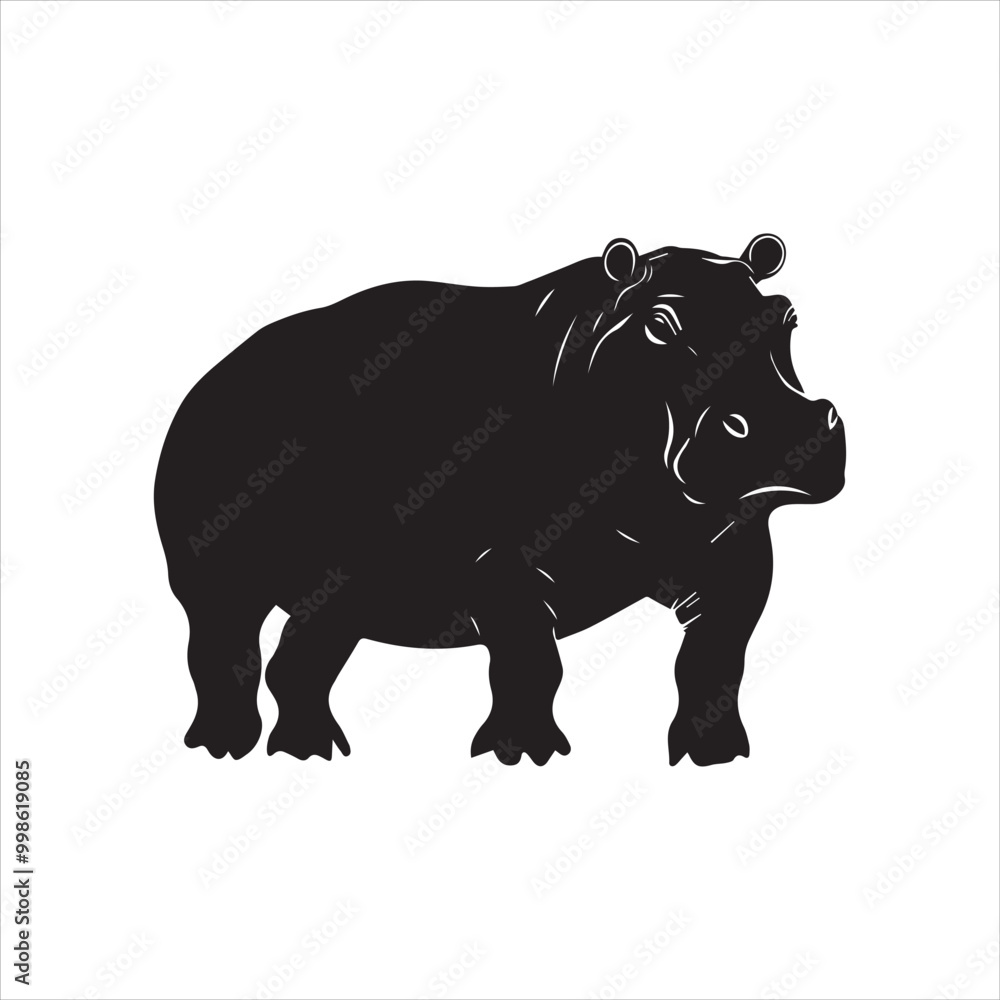 Obraz premium rhino on white background cartoon, animal, vector, illustration, mammal, wild, hippo, rhino, wildlife, bear, nature, zoo, hippopotamus, rhinoceros, art, fun, safari, drawing, comic, elephant, animals,