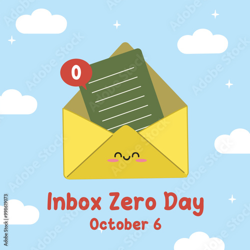 Inbox Zero Day. Suitable for flat design graphic illustration for social media ads, flyer design, flat illustration, banner, template, poster, greeting card, etc