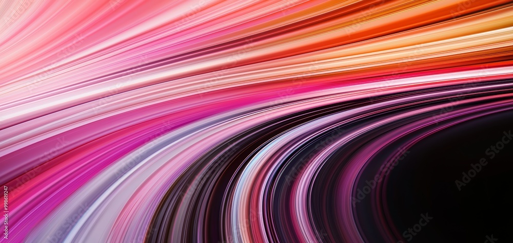 Dynamic light streaks in vibrant colors following a smooth curve, creating a sense of fast movement through a digital tunnel, modern energy Dynamic light streaks in vibrant colors following a smooth curve, creating a sense of fast movement through a digital tunnel, modern energy