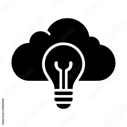 cloud and bulb silhouette vector icon illustration design 