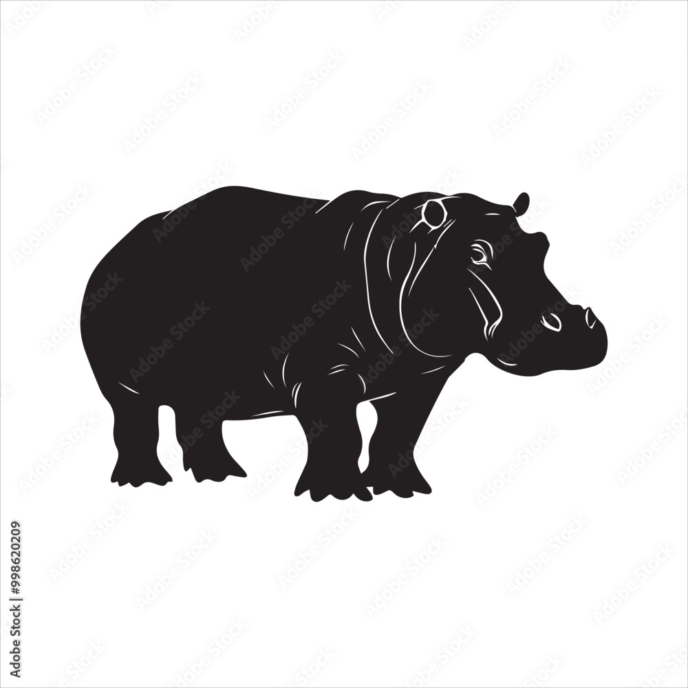 Fototapeta premium rhino on white background cartoon, animal, vector, illustration, mammal, wild, hippo, rhino, wildlife, bear, nature, zoo, hippopotamus, rhinoceros, art, fun, safari, drawing, comic, elephant, animals,