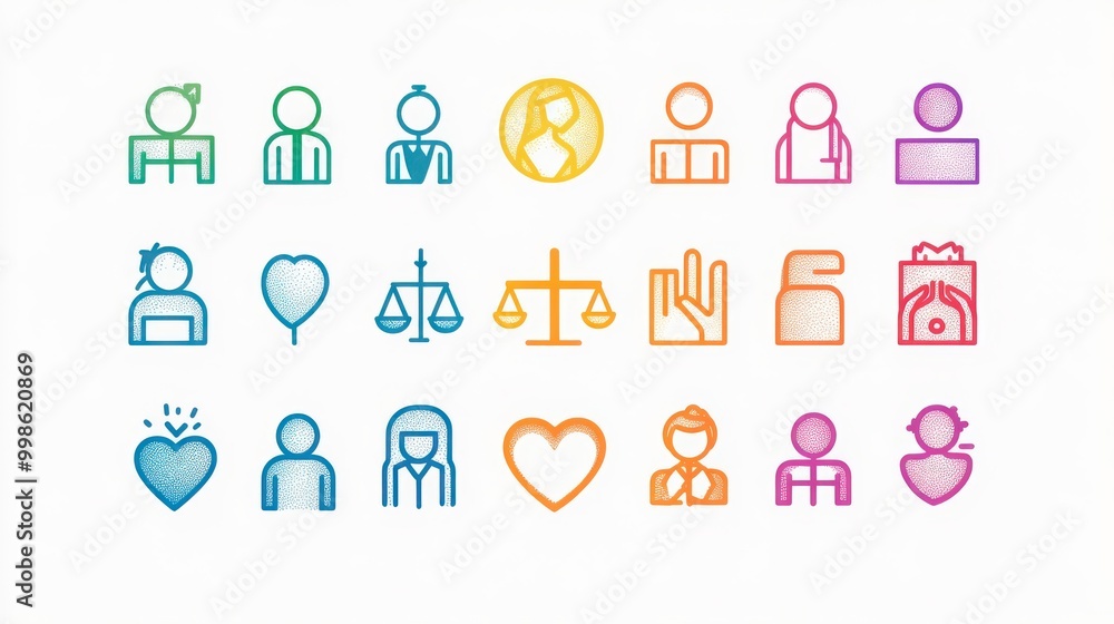 Gender and Equality thin line icon set. Gender and Equality thin line icon set.