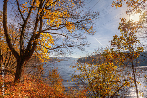 goldener Herbst am See, Bleiloch - Stausee in Thüringen photo