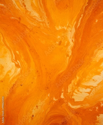 a close-up view textured surface with a swirling pattern of orange and yellow hues, resembling the movement liquid or a swirling cloud photo