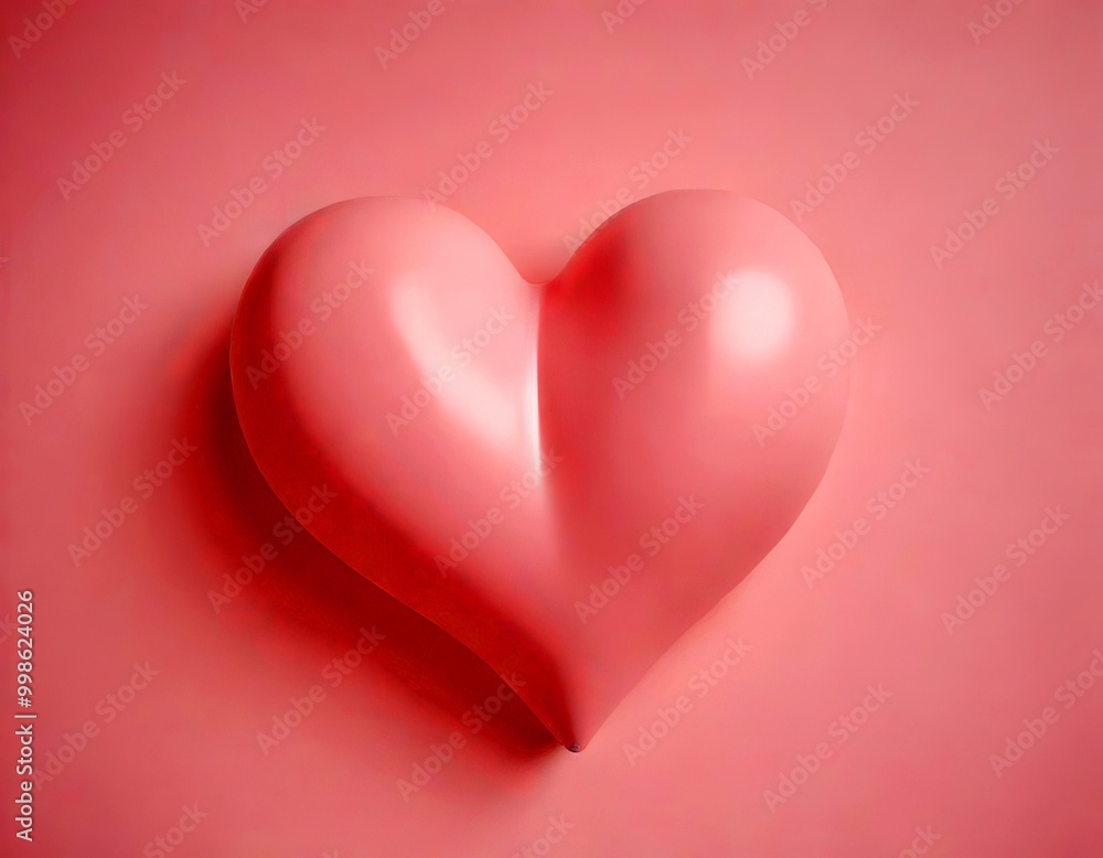 A pink heart-shaped object is centered against a light pink background A pink heart-shaped object is centered against a light pink background