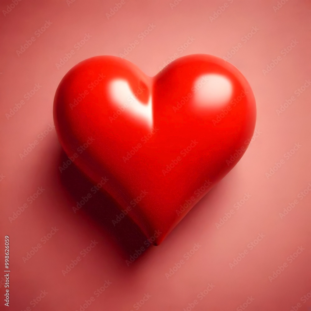 A red heart-shaped object is centered against a pink background A red heart-shaped object is centered against a pink background