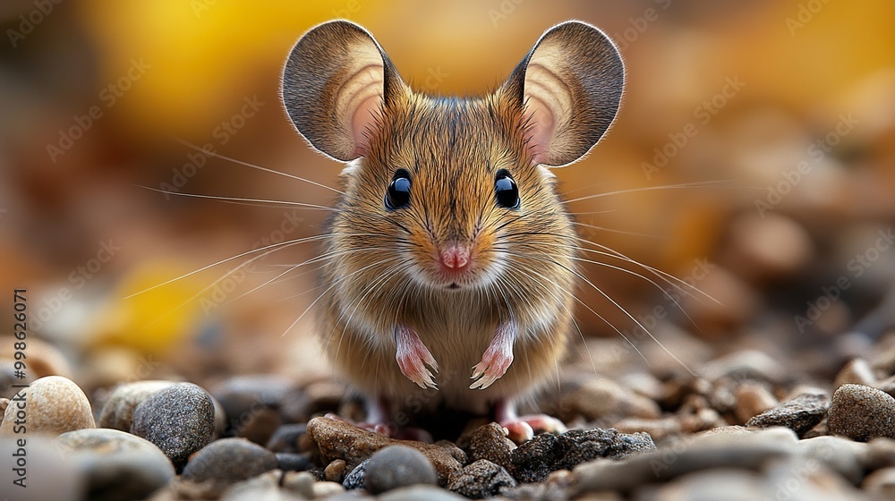 Cute Mouse Close Up Portrait In Nature Cute Mouse Close Up Portrait In Nature