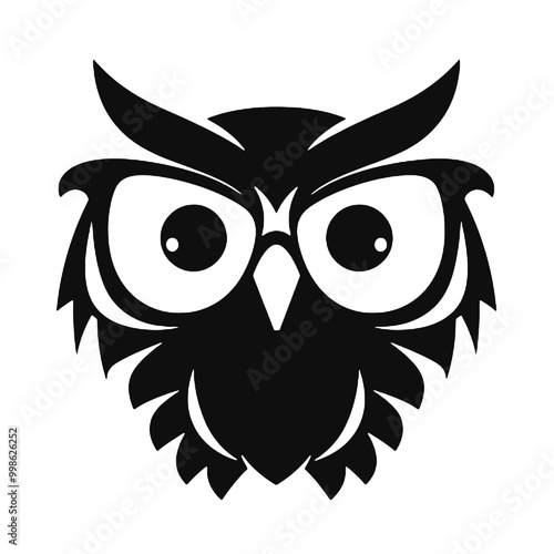  Owl wear glasses silhouette vector illustration 