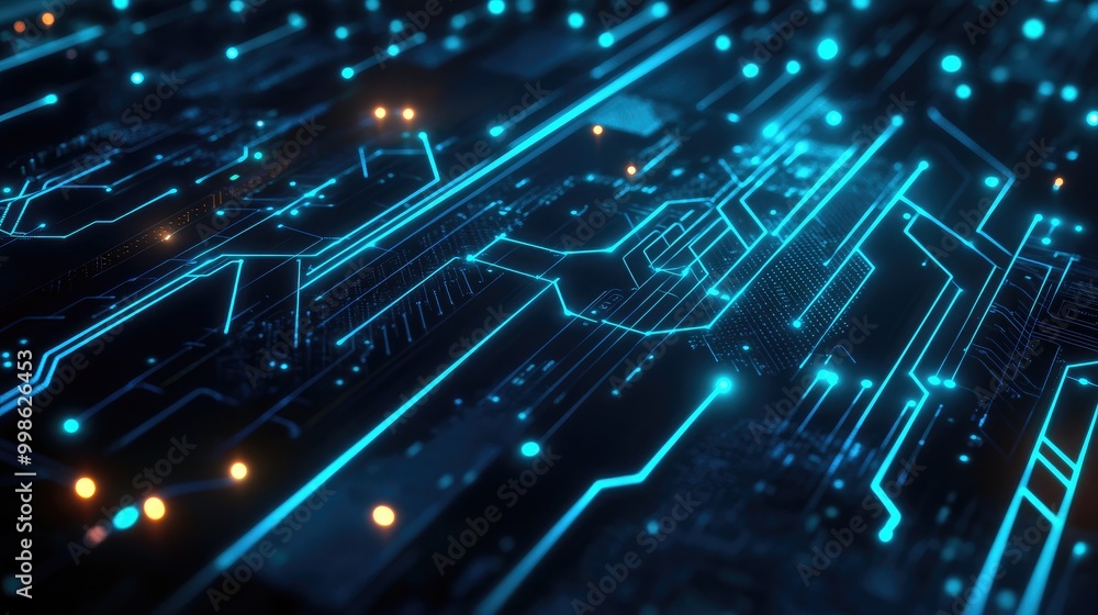 Abstract computer technology background with glowing lines, futuristic circuit patterns, and digital grids, creating a cutting-edge visual Abstract computer technology background with glowing lines, futuristic circuit patterns, and digital grids, creating a cutting-edge visual