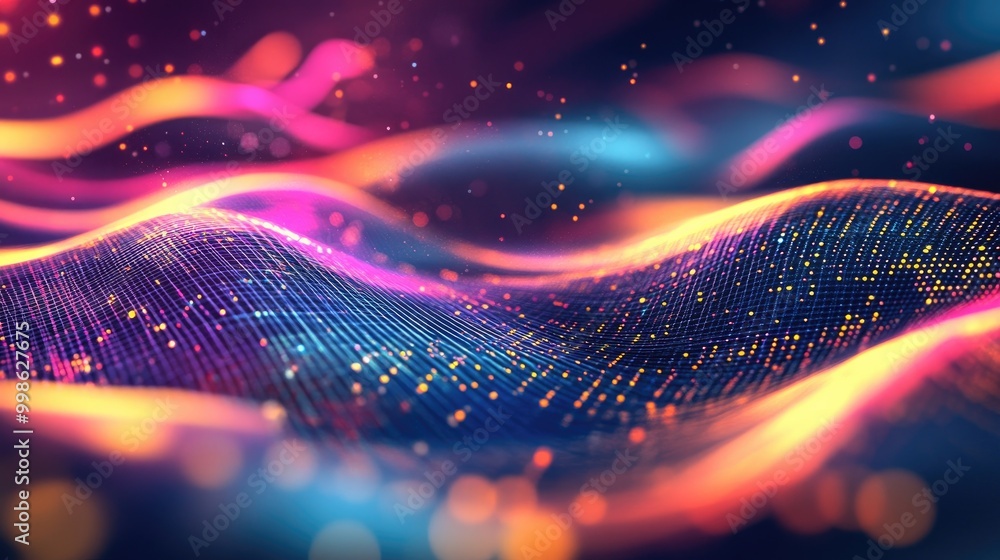 custom made wallpaper toronto digitalBeautiful abstract innovation background with colorful digital grids and wave patterns, symbolizing progress and technological advancement