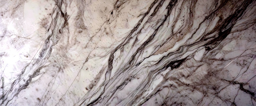 a close-up view marble surface with a textured, marbled pattern The marble exhibits a mix of gray and white hues, with some areas appearing darker and others