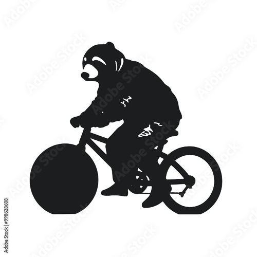  panda  riding a bicycle silhouette  Illustration