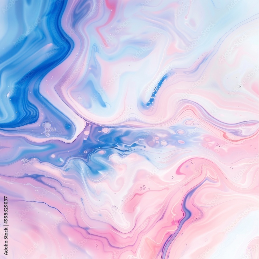 Abstract pastel fluid art in blue and pink shades on a white background. Abstract pastel fluid art in blue and pink shades on a white background.