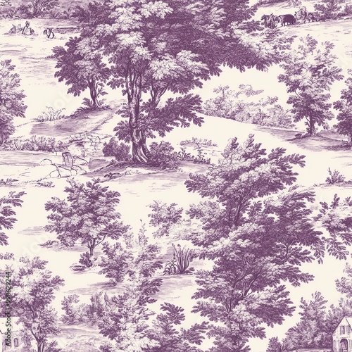 A scenic toile fabric desig...