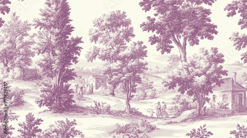 A vintage landscape illustr...