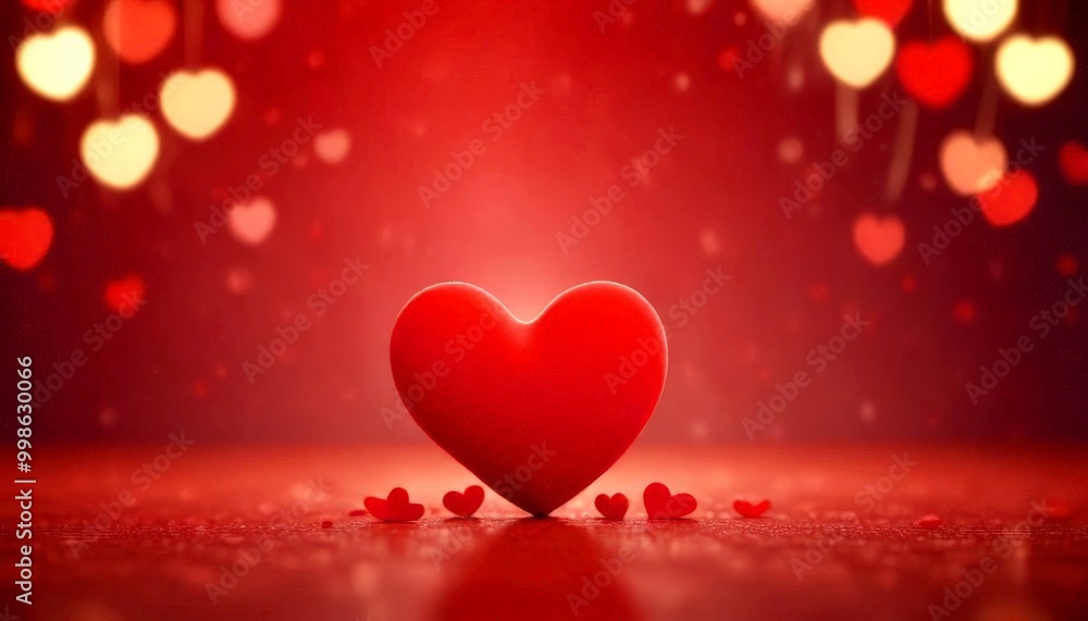 A red heart-shaped object stands out against a backdrop of red and white heart-shaped lights, with smaller heart-shaped lights scattered around it A red heart-shaped object stands out against a backdrop of red and white heart-shaped lights, with smaller heart-shaped lights scattered around it