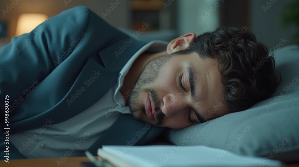 Exhausted business executive sleeping in the office Exhausted business executive sleeping in the office