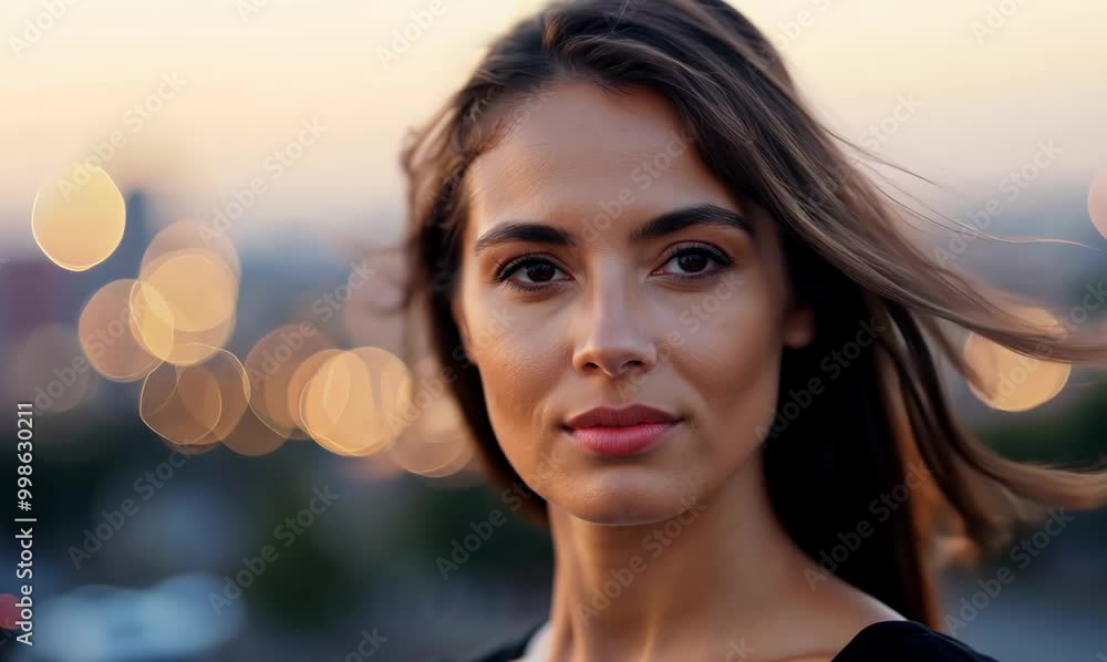 Close-Up Portrait of a Brunette Woman in the City Close-Up Portrait of a Brunette Woman in the City