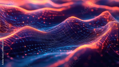 Wallpaper Mural Stunning abstract tech background featuring intricate digital patterns, glowing nodes, and smooth gradient waves, perfect for tech projects Torontodigital.ca