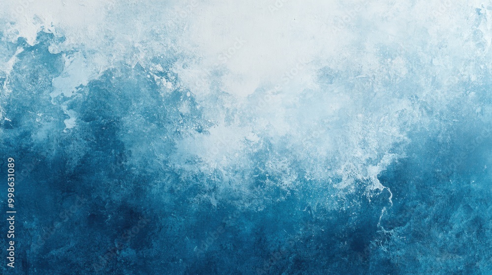 A grunge-textured abstract painting in blue, white, and teal tones, evoking a sky-meets-sea aesthetic on a canvas backdrop A grunge-textured abstract painting in blue, white, and teal tones, evoking a sky-meets-sea aesthetic on a canvas backdrop