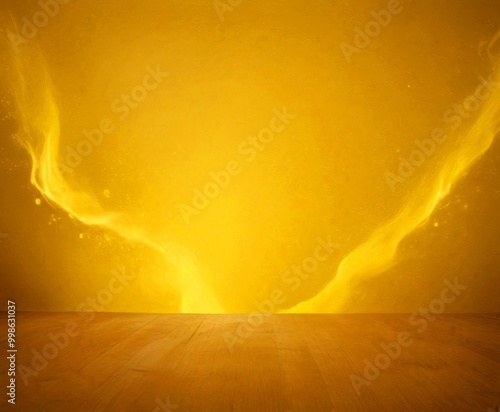 a wooden floor with a warm, golden glow emanating from the center, creating a serene and inviting atmosphere