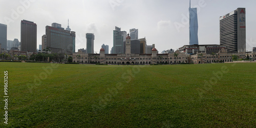 Photography Merdeka Square in Kuala Lumpur: glued panorama with high resolution