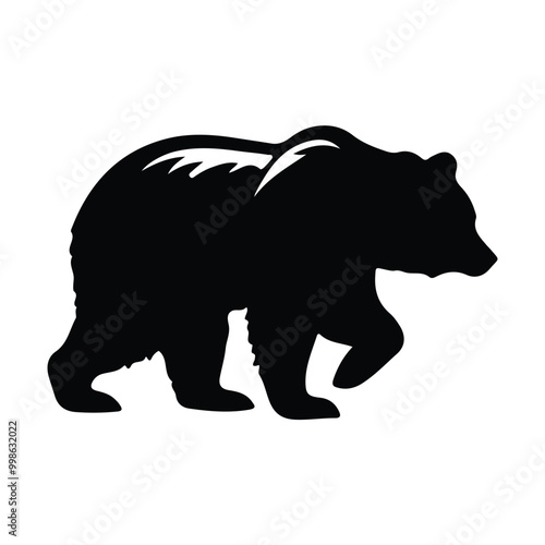 black silhouette brown bear set vector with white background