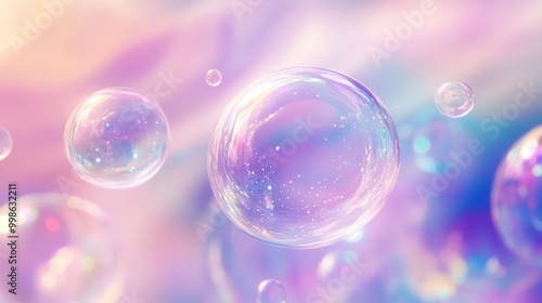 Wallpaper Mural nostalgic y2kinspired abstract background with iridescent bubbles and swirls in soft pastel hues creating a dreamy retrofuturistic atmosphere Torontodigital.ca