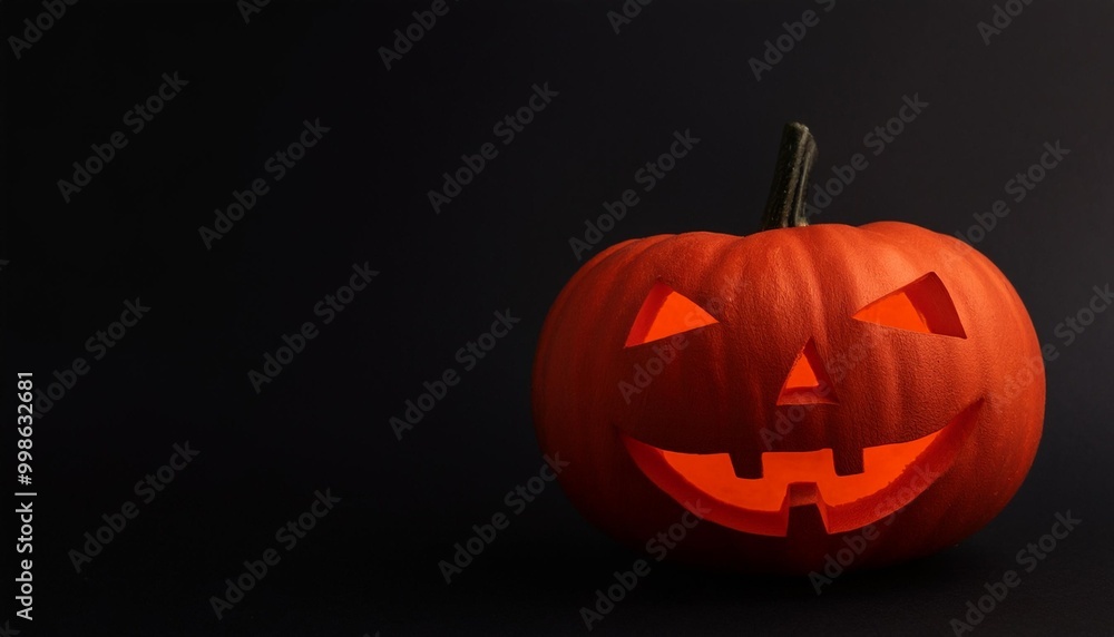 Close-up photo of a Jack O Lantern pumpkin on a plain black background Close-up photo of a Jack O Lantern pumpkin on a plain black background