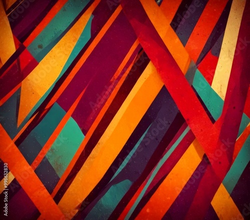 Wallpaper Mural a vibrant abstract composition of intersecting diagonal lines in various colors, including red, orange, yellow, green, blue, and purple, creating a dynamic and visually Torontodigital.ca