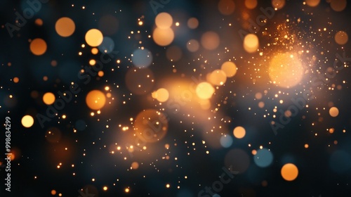 Abstract background with bokeh lights and glowing particles.