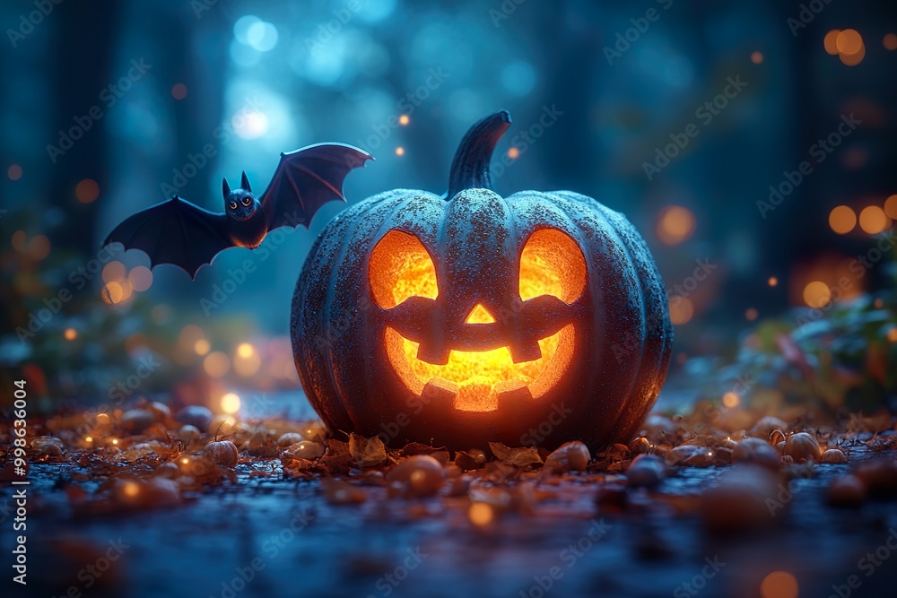 halloween pumpkin with light at night halloween pumpkin with light at night
