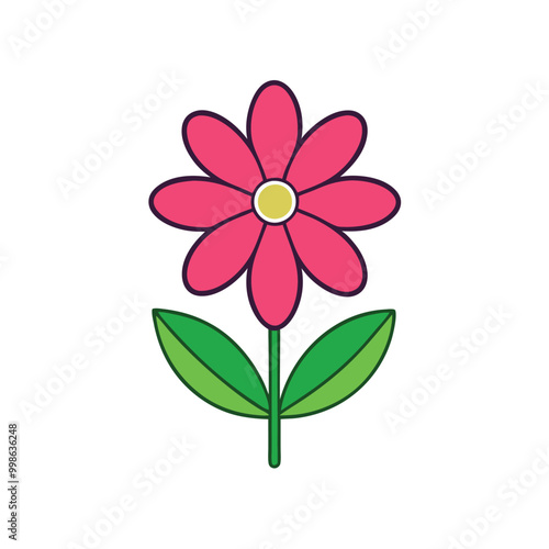 Stylized Flower Clipart Vector with Rounded Petals and Playful Design Elements