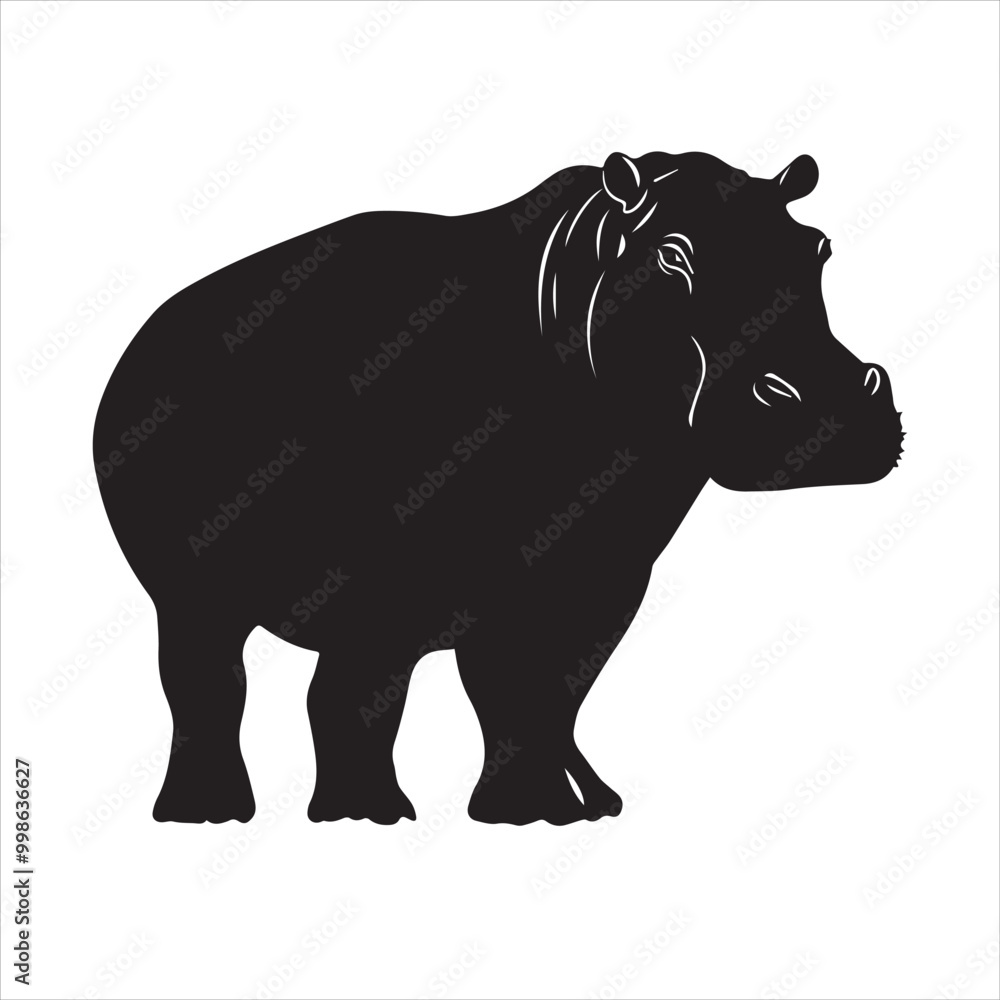 Obraz premium rhino on white background cartoon, animal, vector, illustration, mammal, wild, hippo, rhino, wildlife, bear, nature, zoo, hippopotamus, rhinoceros, art, fun, safari, drawing, comic, elephant, animals,
