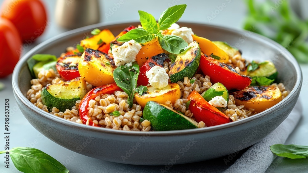 Colorful Salad with Grains and Grilled Vegetables Colorful Salad with Grains and Grilled Vegetables