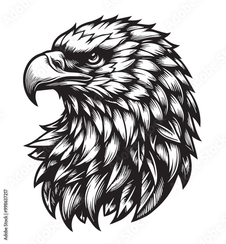 Eagle head clipart design with vector art of illustration photo