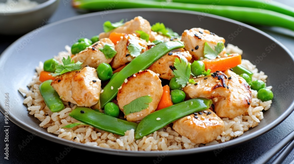 Delicious Chicken Stir-Fry with Vegetables and Rice Delicious Chicken Stir-Fry with Vegetables and Rice