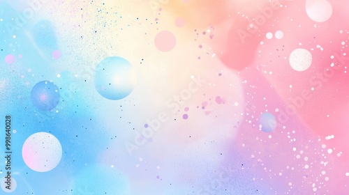 Abstract pink and blue background with glitter and bokeh circles.