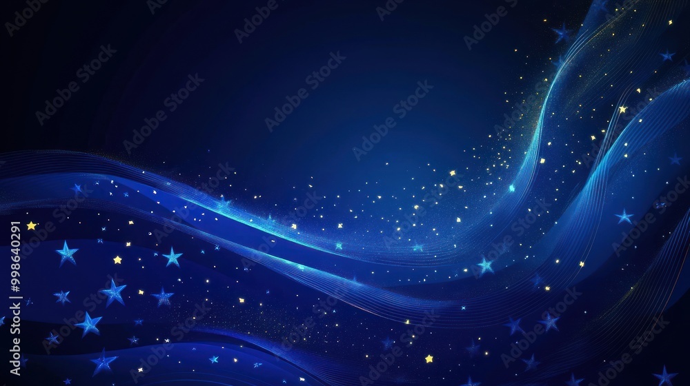 Abstract blue background with twinkling stars and sparkling lines. Abstract blue background with twinkling stars and sparkling lines.