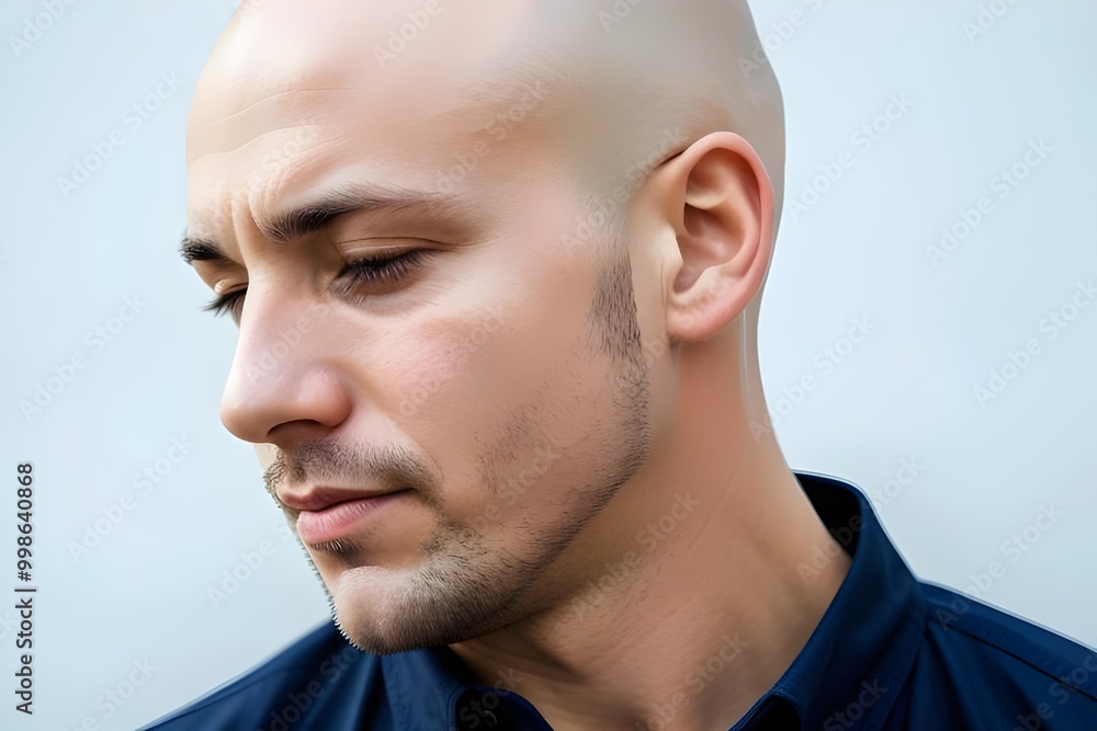 Fototapeta premium isolated attractive bald man crying, depressed, on a BLANK background, MENTAL HEALTH, depression, mental wellness, mental illness, mental disorder, suicide, suicide prevention, emotional pain, despair