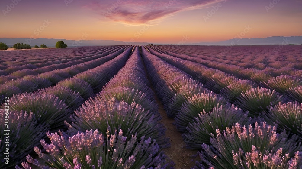 A stunning drone aerial shot of lavender fields in full bloom, stretching into the horizon, with perfectly aligned rows of purple flowers under a soft sunset, creating a calming and serene mobile wall A stunning drone aerial shot of lavender fields in full bloom, stretching into the horizon, with perfectly aligned rows of purple flowers under a soft sunset, creating a calming and serene mobile wall