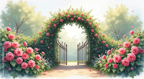 door with flowers