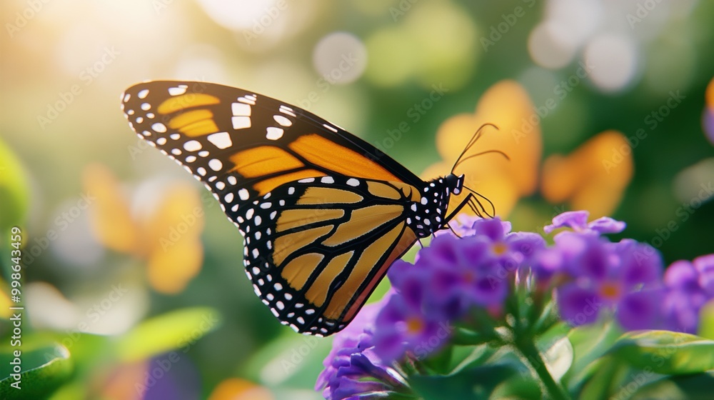 Fototapeta premium Beautiful Monarch Butterfly on Colorful Flower