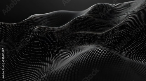 Abstract black and white 3D rendering of a textured surface. photo