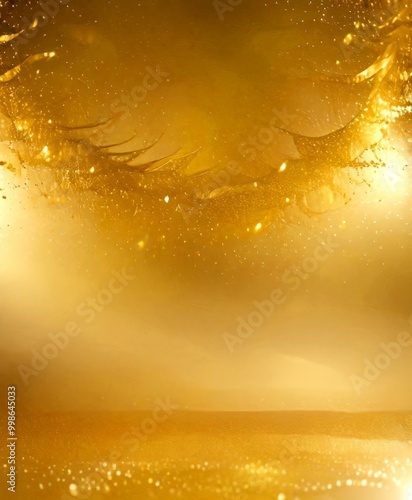 a golden, shimmering surface with a subtle gradient effect, creating a sense of depth and movement The background is blurred, drawing focus to the golden texture and