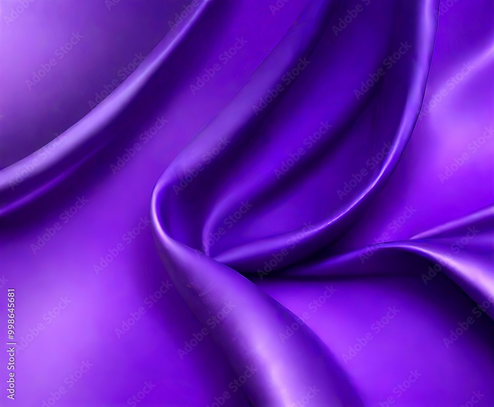 Obraz premium a close-up view flowing, shiny purple fabric, with the fabric appearing to be made of satin or silk and exhibiting a smooth, silky texture