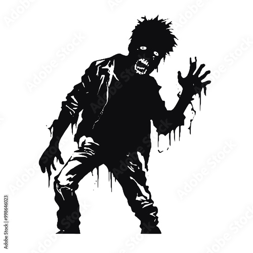 Scary Zombie silhouette vector illustration 