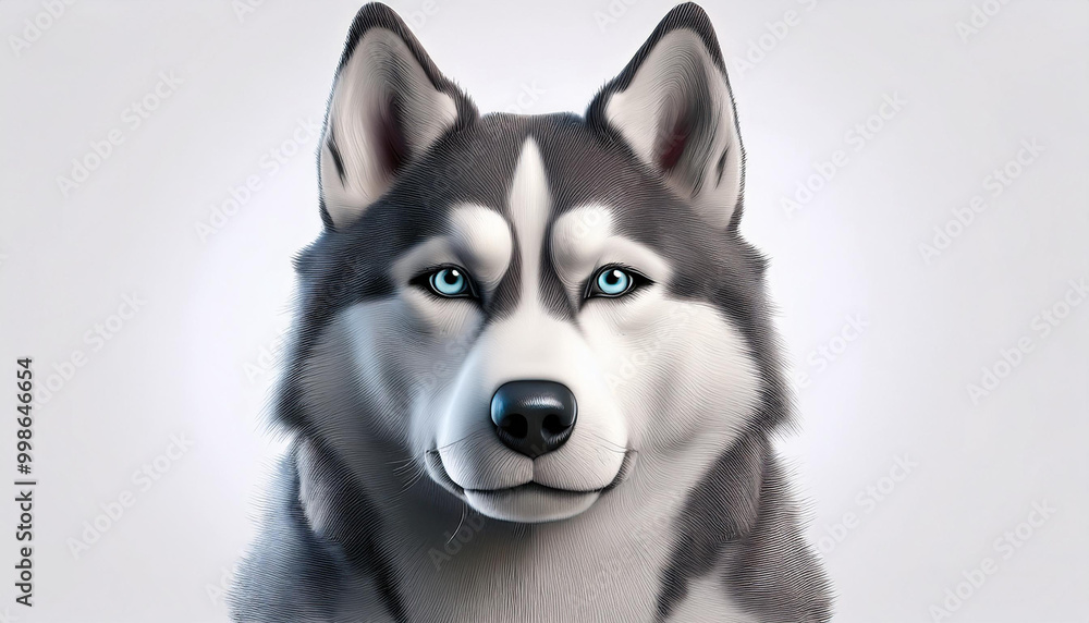 Cute Siberian Husky Portrait with Blue Eyes and a Big Smile Cute Siberian Husky Portrait with Blue Eyes and a Big Smile