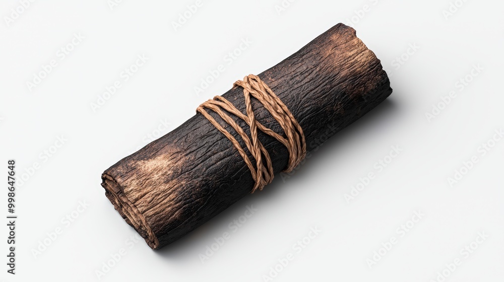 Natural wood bundle tied with twine on a white isolated background. Natural wood bundle tied with twine on a white isolated background.